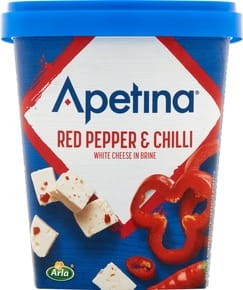 Apetina - Ser biały sałatkowy w kostkach z czerwoną papryką i chili - 430 g