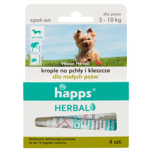 Bross Happs Krople na pchły i kleszcze dla małych psów (5-10 kg) - szt (4 sztuki)