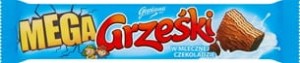 Grześki Mega - Wafel przekładany kremem kakaowym w czekoladzie mlecznej - 48 g